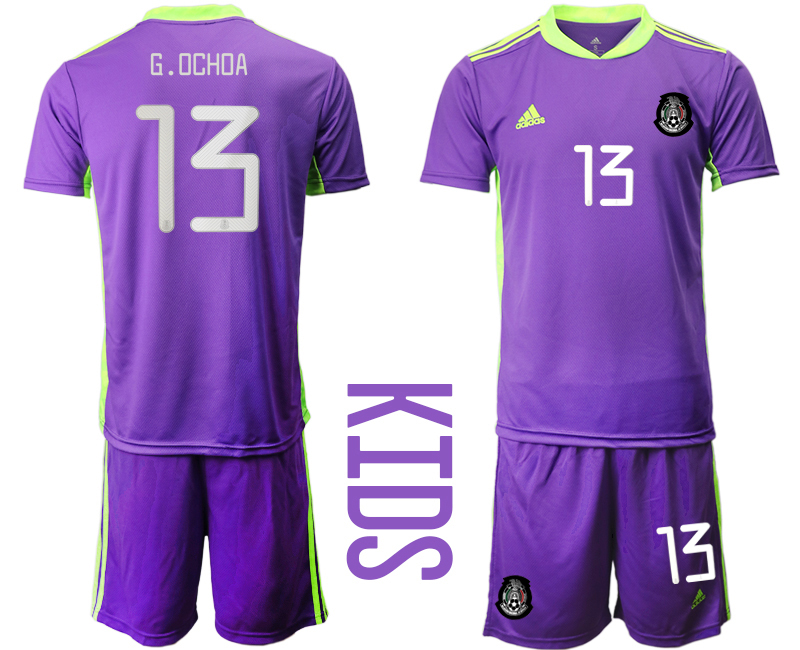 Youth 2020-2021 Season National team Mexico goalkeeper purple #13 Soccer Jersey